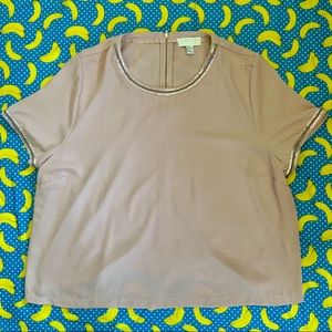 Dusty pink mauve embellished blouse 3X